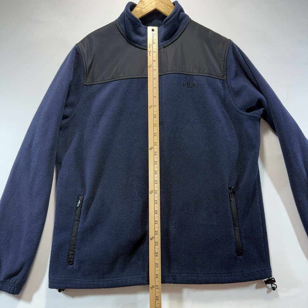 Fila Jacket Mens M Navy Blue Full Zip Fleece Cozy Warm Winter Pockets - Picture 7 of 14